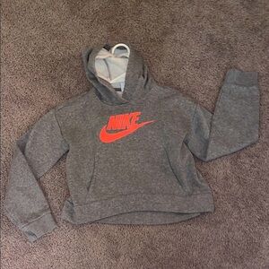 Nike Charcoal Hoodie with Vibrant Red Swoosh